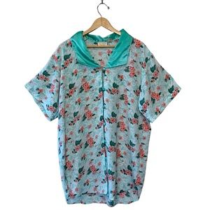 Victoria Secret Vintage Gold Label Floral Button Up Shirt Nightie Size M/L FLAWS